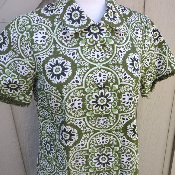 Tuckernuck Womens Marley Mini Dress Size D Green Medallion Preppy Resort Retro - Picture 2 of 9